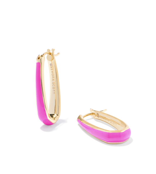 Kelsey hoop earring gold pink enamel