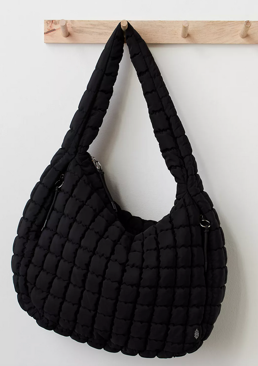 Black quilted carryall bag