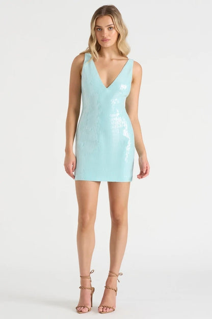 Aqua Sequin Mini Dress - Heart On A Hanger