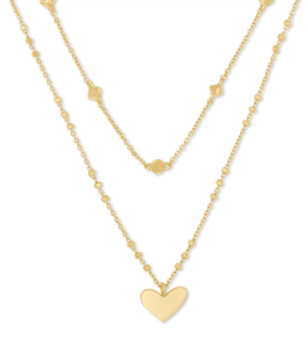 Ari heart multi strand necklace in gold metal - Heart On A Hanger