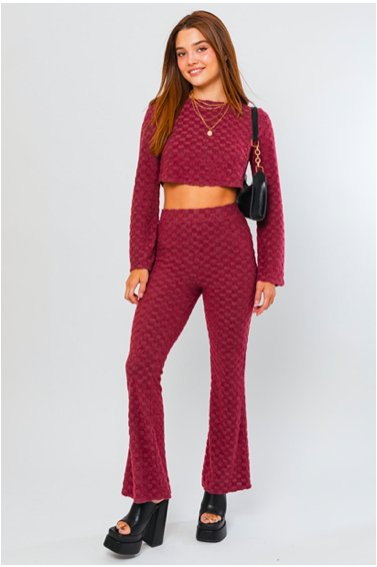 Burgundy checkered pants - Heart On A Hanger