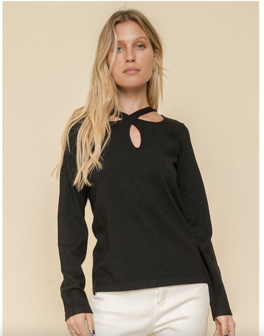 Cut Out Neck Sweater - Heart On A Hanger