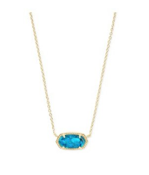 Elisa necklace gold bronze veined turquoise - Heart On A Hanger