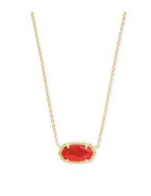 Elisa Necklace Gold Red Illusion - Heart On A Hanger