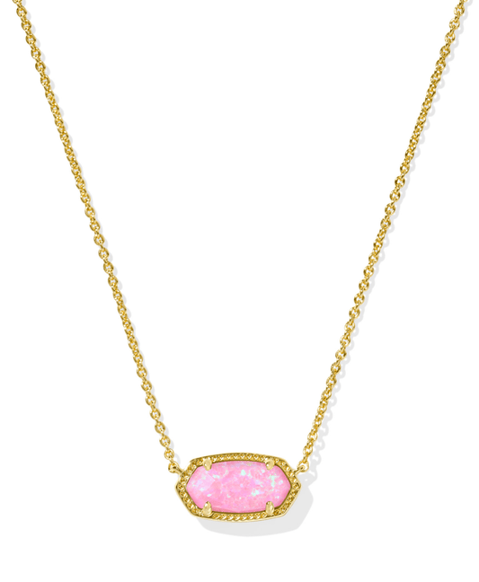 Elisa short pendant necklace in gold carnation kyocera opal - Heart On A Hanger