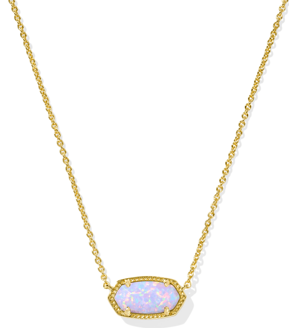 Elisa short pendant necklace in gold lilac kyocera opal - Heart On A Hanger