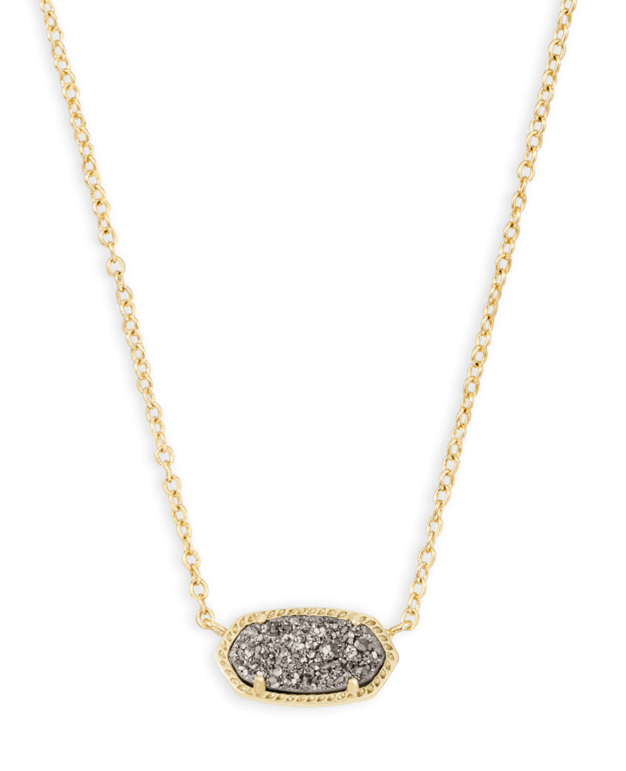 Elisa short pendant necklace in gold platinum drusy - Heart On A Hanger