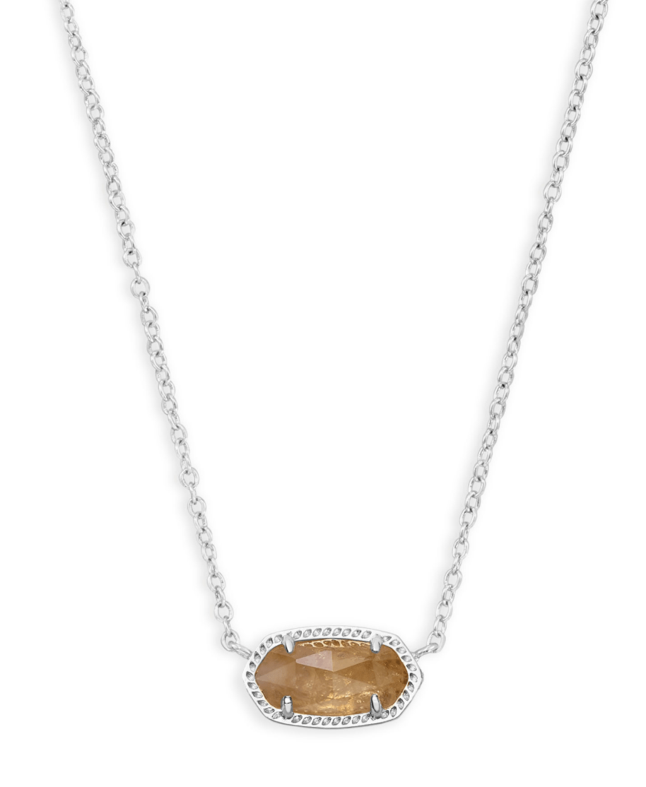 Elisa short pendant necklace in rhodium orange citrine quartz - Heart On A Hanger