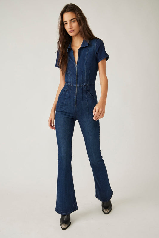 Jayde Flare Jumpsuit in Night Sky - Heart On A Hanger