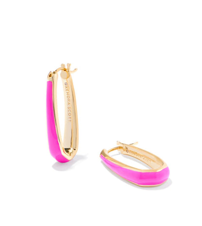 Kelsey hoop earring gold pink enamel - Heart On A Hanger