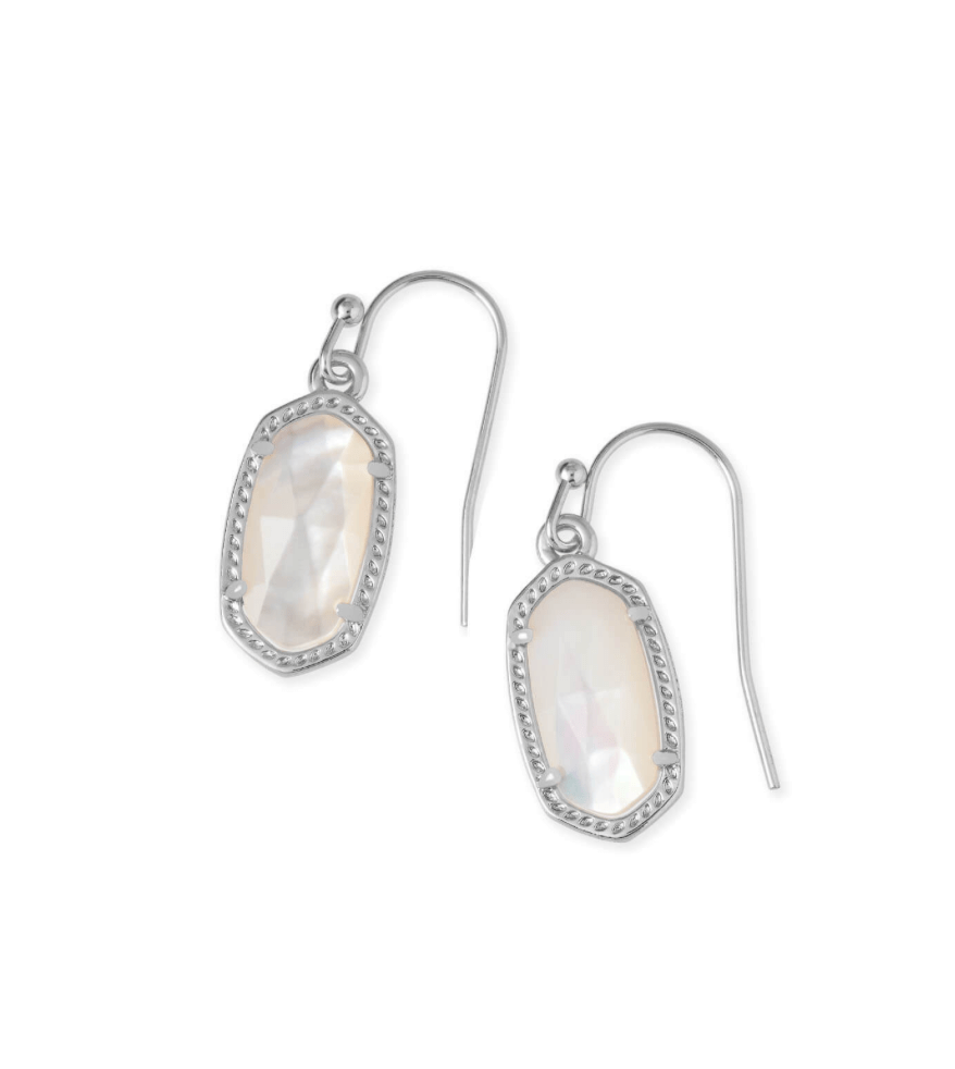 Lee drop earring in rhodium ivory mother of pearl - Heart On A Hanger