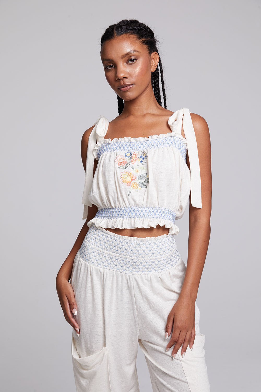 Lirhetta Floral Bouquet Embroidery Crop Top - Heart On A Hanger