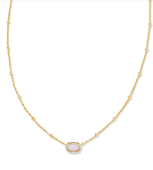 Mini elisa satellite short pendant necklace in gold pink opalite crystal - Heart On A Hanger