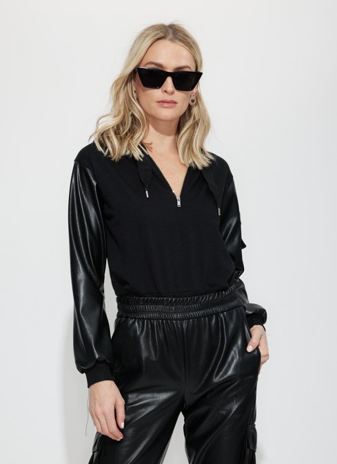 Noelle vegan leather sweatshirt - Heart On A Hanger