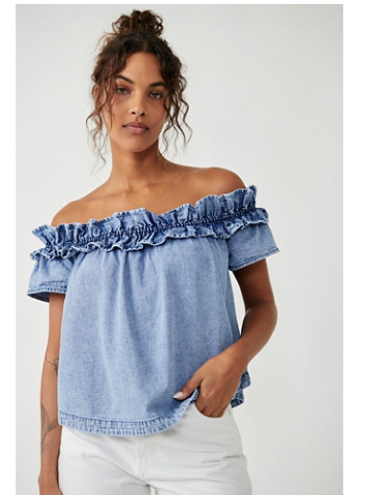 Off The Shoulder Jean Top - Heart On A Hanger