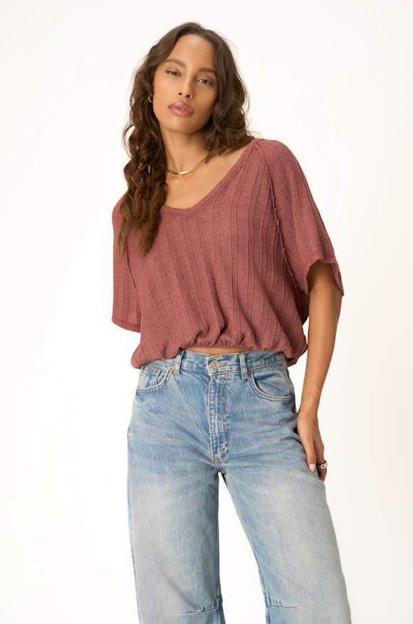 Paola sweater v neck bubble tee - Heart On A Hanger