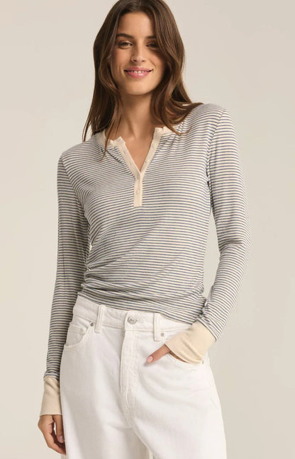 Scarlett stripe rib henley - Heart On A Hanger