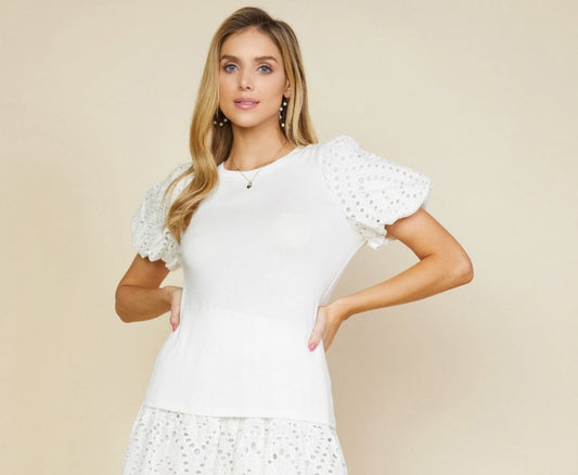 White eyelet lace top - Heart On A Hanger