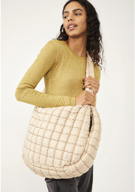 Tan Quilted Carryall Bag