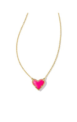 Ari heart necklace gold neon pink magnesite
